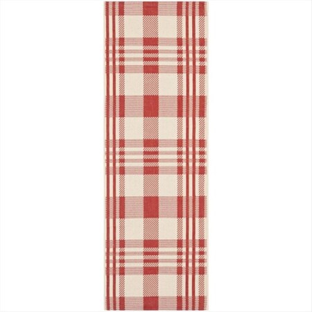 Safavieh 2 Ft. -4 In. X 6 Ft. -7 In. Runner Indoor-Outdoor Courtyard- Red And Bone- Machine Made Rug CY6201-238-27